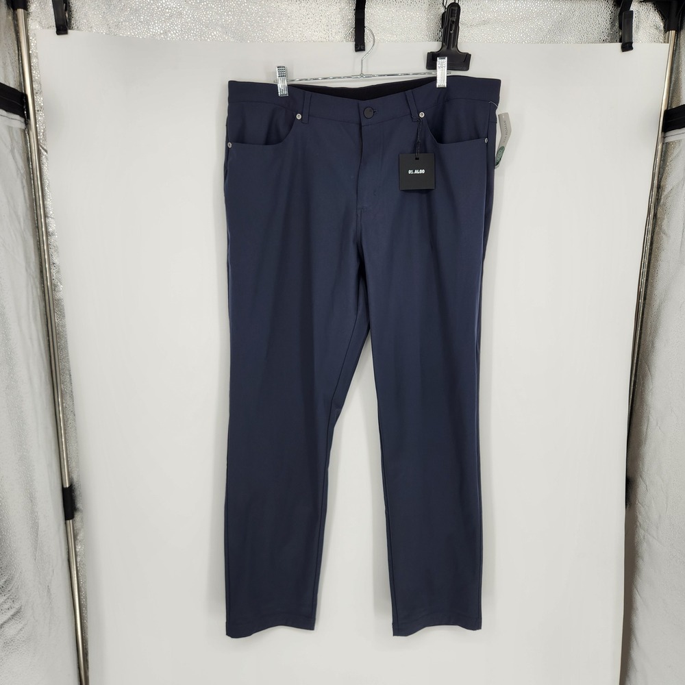01.Algo WarpTech Commuter 5 Pocket Slim Fit Pant Navy 38x32 UPF 40 Moisture Wick